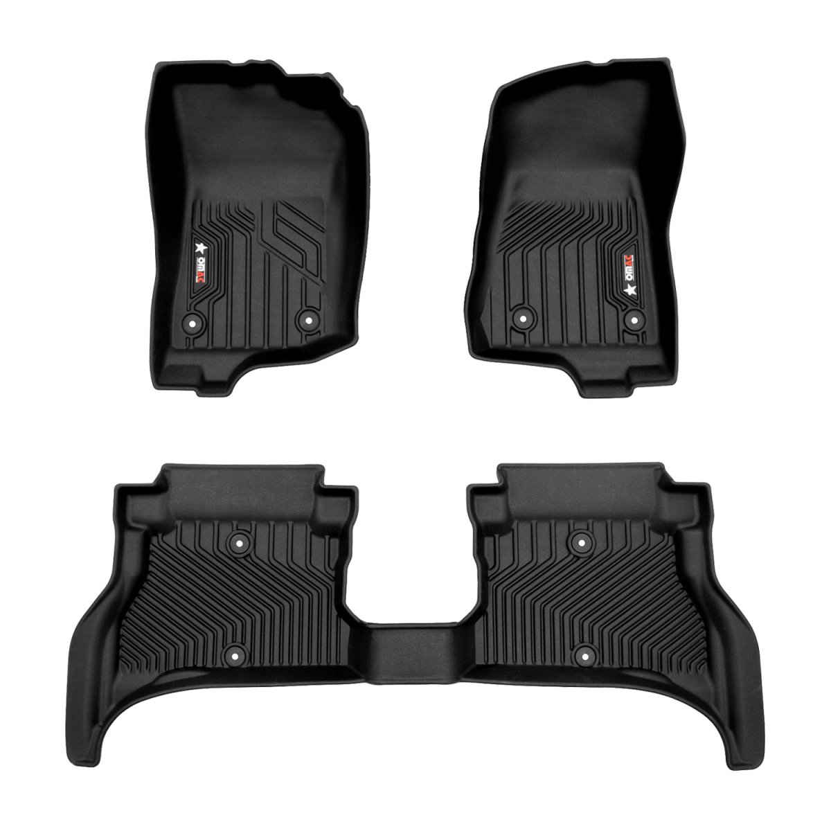 Jeep Wrangler 4XE Floor Mats - Omac - 3D Texan Premium TPE, 3 Pcs - Black - 2021-2024